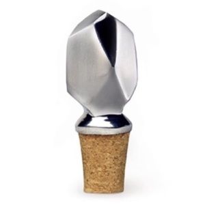 NIB Nima Oberoi Lunares Geo Wine Bottle Stopper in Silver